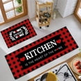 thumbnail image 4 of Red and Black Buffalo Plaid Kitchen Rug Set of 2, Farmhouse Style Kitchen Floor Mats, Absorbent Checkered Kitchen Decor Rugs 17 * 30+17 * 47 Inches, 4 of 6