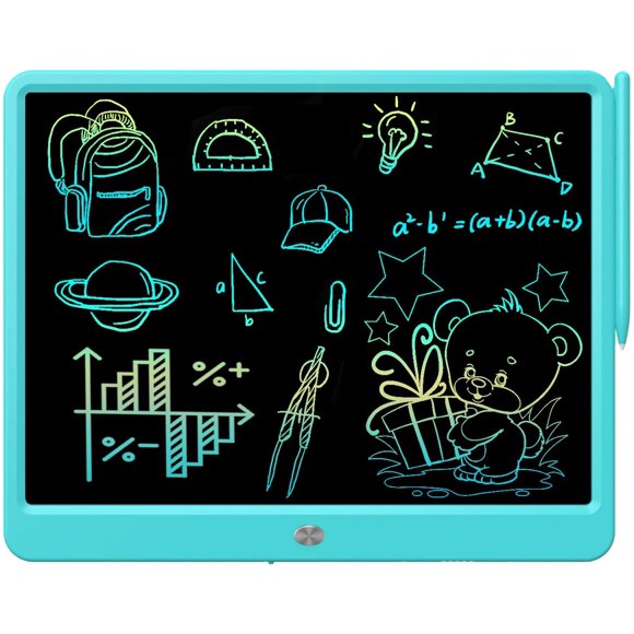 JHIJHOO 15 Inches Colorful LCD Writing Tablet Drawing Pad Educational Toy Blue