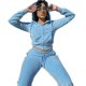 thumbnail image 1 of Conjunto de suéter de terciopelo con cremallera para mujer, de Hello Kitty Sudadera con capucha, conjunto de dos piezas con estampado de diamantes de imitación, primavera 2022, 1 of 3