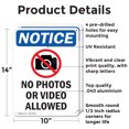 thumbnail image 2 of (2 Pack) No Photos Or Video Allowed OSHA Notice Sign 10 Inch X 14 Inch Indoor / Outdoor Rust-Free Aluminum Metal Signs for Workplace, Workshop, and Construction Site, Made in the USA, 2 of 8