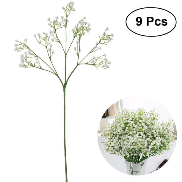 9 ramos de flores artificiales de gypsophila para baby breath, ideales para bodas, decoración del hogar (blanco)