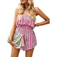 thumbnail image 4 of VISgogo Mameluco de Mujer, Sin Mangas Cintura Alta Abrigo Pecho Retro Estampado Casual Fiesta Verano Mono Corto VISgogo  moda, 4 of 6