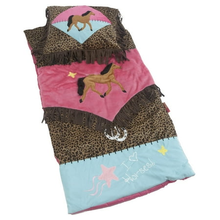Cow Horse Leopard Fringe Western Kids Slumber Sleeping Bag