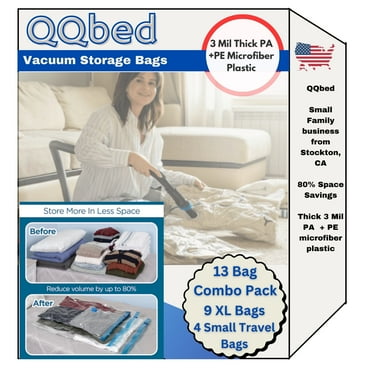 QQbed 13 Pack Vacuum Space Saver Storage Bags  XL for Travel Closet Organizing Clothes and Bedding