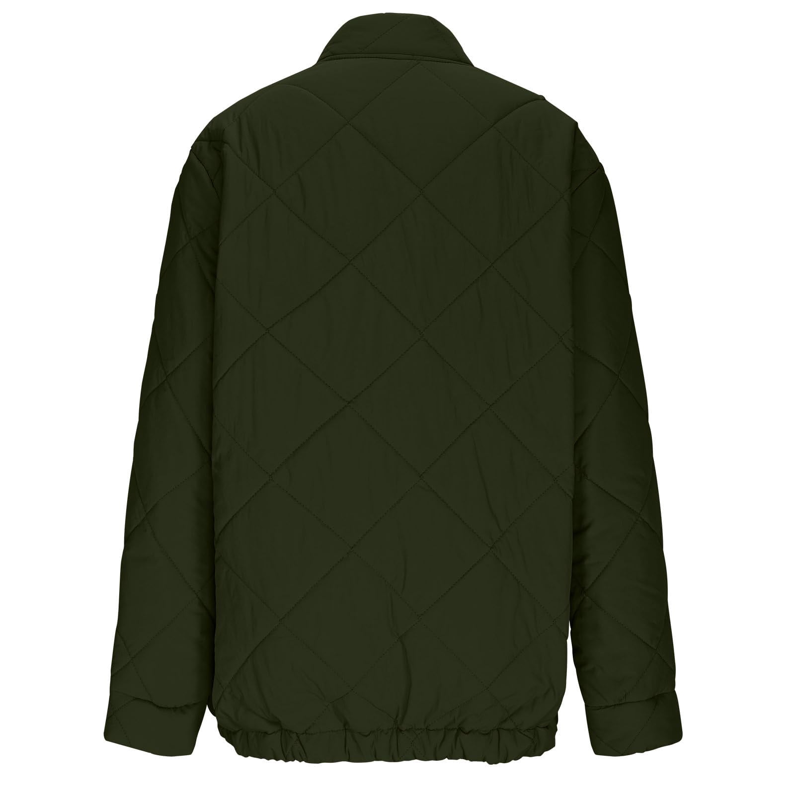 Women's Diamond Quilted Crop Jackets Lightweight Casual Bomber Jacket Warm Winter Zip Up Short Coats with Pockets