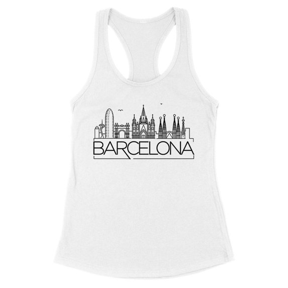 Skyline Barcelona Tank Top Fitted Racerback Women's Large White