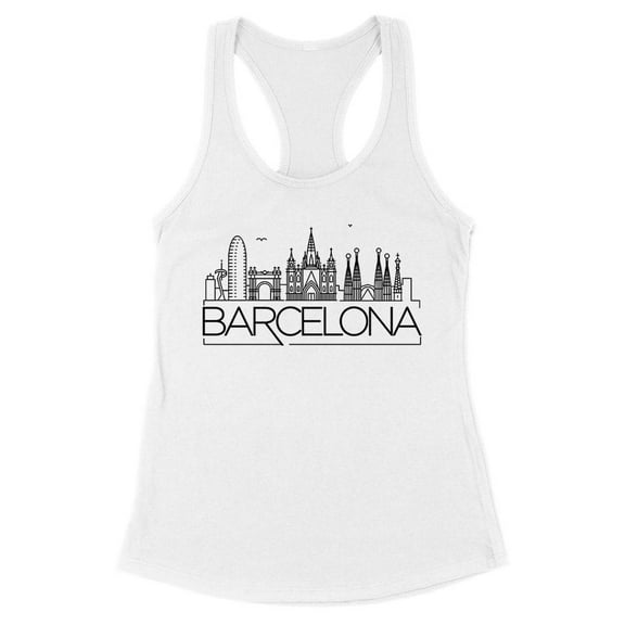 Skyline Barcelona Tank Top Fitted Racerback Women's Large White