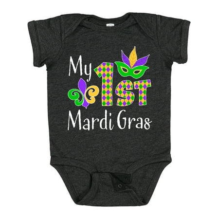 

Inktastic My 1st Mardi Gras with Mask Gift Baby Boy or Baby Girl Bodysuit