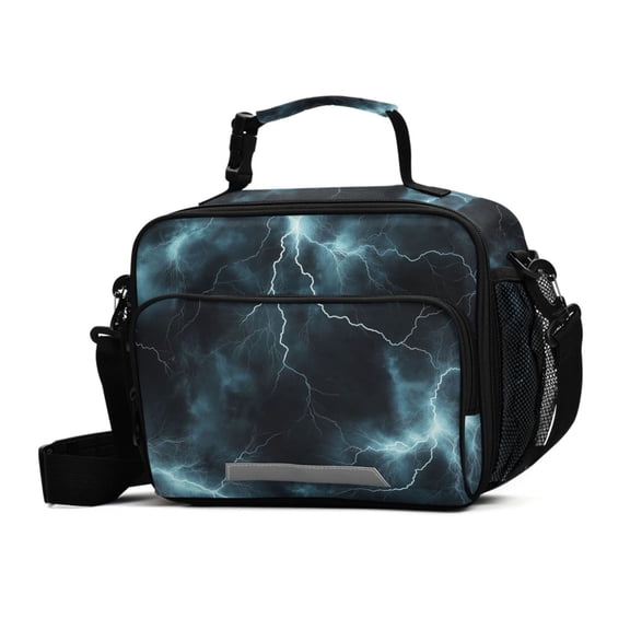 FORMRS Student Insulated Lunch Bag with Shoulder Strap Reusable Cooler Box for School, Lightning Pattern