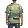 thumbnail image 3 of Pofeuu Serene Coastal Blue Sky Print Mens Casual Short Sleeve Shirts Beach Summer Spread Collar Pocket Tops Men's Casual Short-sleeved Shirt-Medium, 3 of 5