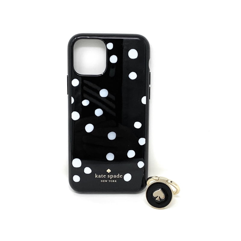 Kate Spade New York Ring Stand Polka Dots Resin iPhone 11 Case, Black