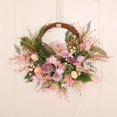 thumbnail image 3 of Guirnalda de Pascua con huevos pastel, decorativa, para interiores y exteriores, con flores verdes. Circulo, 3 of 9