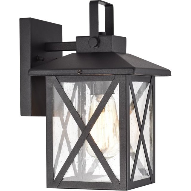 CHLOE Lawrence 1 Light Textured Black Outdoor Wall Sconce 11" Height
