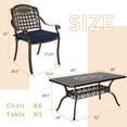 thumbnail image 2 of 7-Piece Outdoor Patio Dining Set, 60" Rectangular Cast Aluminum Dining Table with Umbrella Hole and 6 Outdoor Dining Cushioned Chairs, Patio Funiture Set for Backyard, Patio, Garden, Navy, 2 of 7