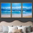 thumbnail image 3 of wall26 Framed Canvas Print Wall Art Set Vibrant Blue Beach Shore, Waves &amp; Clouds Nature Wilderness Photography Realism Rustic Relax/Calm for Living Room, Bedroom, Office - 16"x24"x3 Nat, 3 of 5