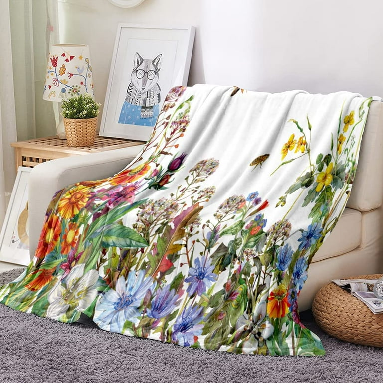 Flower Throw Blanket Floral Blanket Gifts for Adults Soft Cozy Warm Plush  Fleece All Season Lightweight Flower Blanket Decor for Couch Bed Sofa Dorm  Office 50''X60'' : : Home