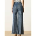 thumbnail image 4 of Unique Bargains Women's Metallic Sparkly Wide Leg Pants High Waist Trousers Clubwear S Black Blue, 4 of 6