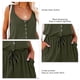thumbnail image 5 of Mameluco sin mangas de verano para mujer, mono informal con cuello redondo y botones en la cintura, camiseta sin mangas con bolsillo OD verde S, 5 of 6