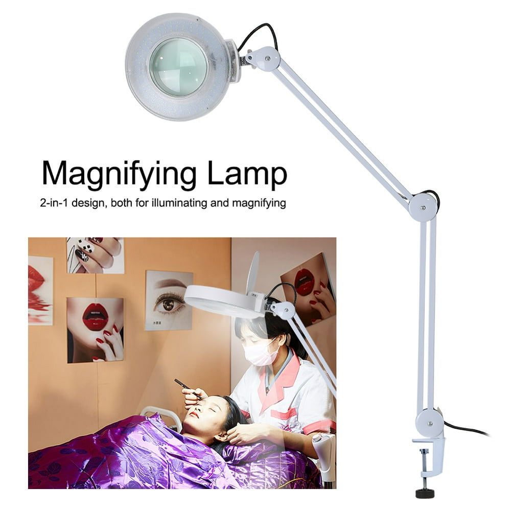 WALFRONT 8X Illuminated Desktop Magnifying LED Lamp with Clamp Swivel