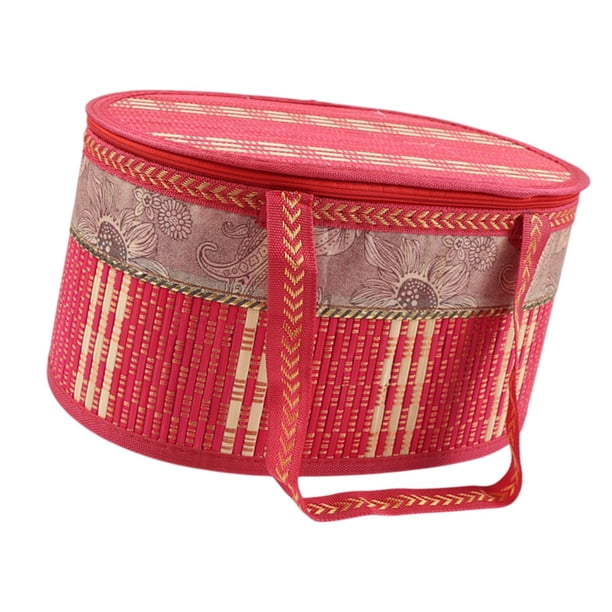 Cesta de bambú plegable Caja de regalo hecha a mano Portable Picnic Chino Picnic Picnic Huevos Almacenamiento Canasta de regalo para pastel de pastel