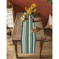 thumbnail image 4 of Blue Yellow Teal Stripes Table Runner Boho Colorful Ombre Texture Tablerunners 13 x 72 Inch, Table Decorations Tabletop Scarf for Summer Gathering Holiday Farmhouse Kitchen Dining Decor, 4 of 6
