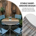 thumbnail image 5 of Farmhouse Haze Blue Brown Fitted Tablecloth with Elastic Edged, Round Table Cloth for Dining Table, Vintage Wooden Striped Waterproof Oil Proof Table Cover for Indoor Outdoor 55"-60", 5 of 8