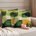thumbnail image 2 of Green Geometric Outdoor Waterproof Pillow Covers, Middle Century Vintage Art Aesthetic Decorative Square Throw Pillowcase Sofa Cushion Sham for Patio/Couch/Chair, 16"x16" 2 Pack, 2 of 8