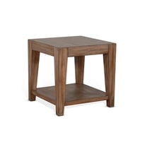 Yael Side End Table- Tapered Legs- 24 Inch Square Top- Light Brown