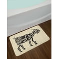 thumbnail image 2 of Goat Bath Mat, Tribal Tattoo Style Ornamental Goat with Curves Waves Abstract Geometric Print, Plush Bathroom Decor Mat with Non Slip Backing, 29.5" X 17.5", Beige and Black, by Ambesonne, 2 of 2