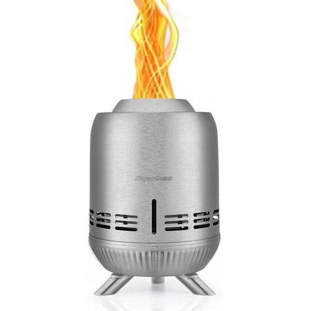 9 inch Tabletop Fire Pit with Stand, Stainless Portable Fire Pit for Outside Camping, Patio, Camping Stove Fueled by Pellets or , Sliver
