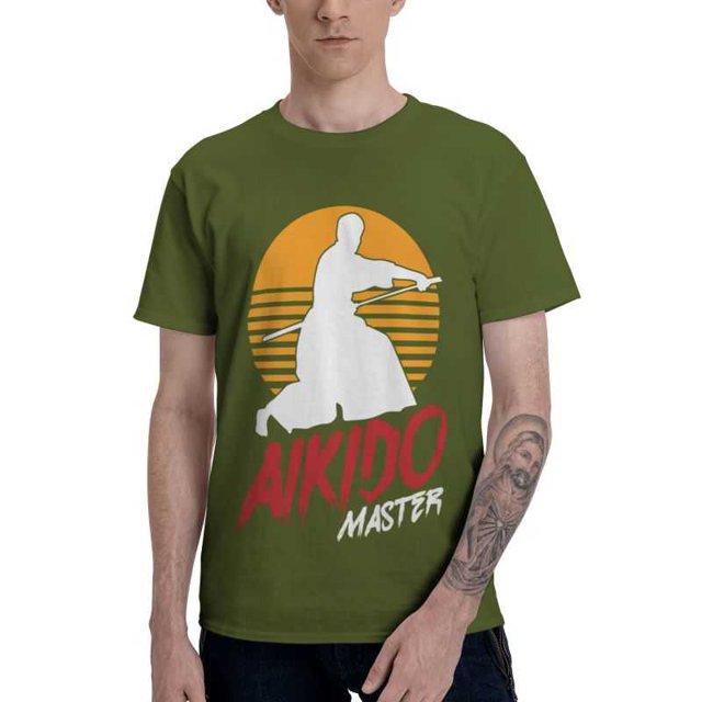 Camiseta de Aikido Master Judo para hombre, de algodón, de manga corta, con estampado de karate y artes marciales japonesas.