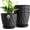 Black, variant on 8 Inch Wave Plant Pots with Drainage Holes & Saucers, 4 Pack Modern Textured Medium Planters for Indoor Outdoor Plants, Decorative Flower Pots Set for Flowers, Herbs (Multicolor)
