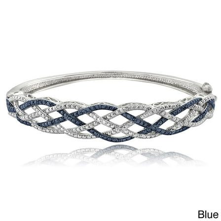 1/4 Ct Blue & White Diamond Weave Bangle Bracelet