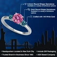 thumbnail image 2 of Gem Stone King 14K White Gold Pink Moissanite and London Blue Topaz Engagement Ring for Women | 1.26 Cttw | Round 6.5MM | Gemstone Birthstone | Size 5, 2 of 6