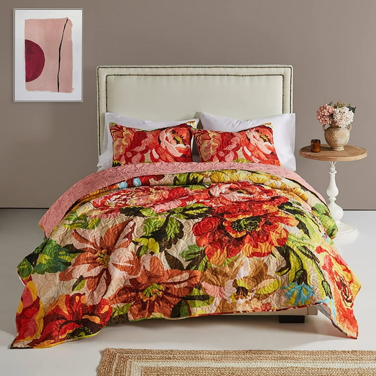 Greenland Home Fashions Senna Floral Boho Quilt Set 2 Piece Twin XL