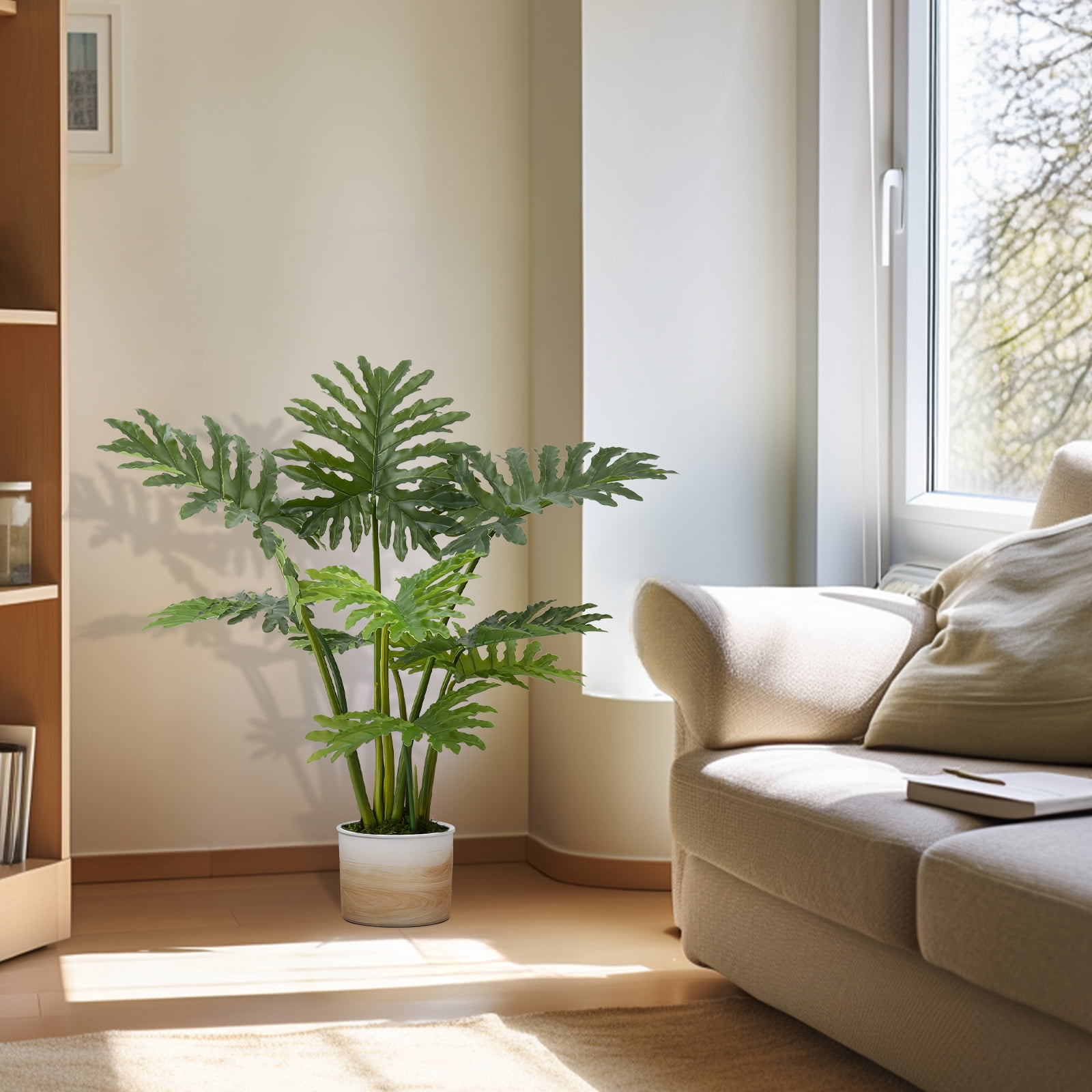 PARMPH 3 ft Artificial Philodendron Tree in Plastic Pot