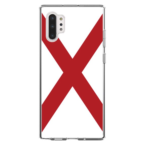 DistinctInk Clear Shockproof Hybrid Case for Galaxy Note 10 PLUS (6.8" Screen) - TPU Bumper, Acrylic Back, Tempered Glass Screen Protector - Alabama State Flag - US State Flag
