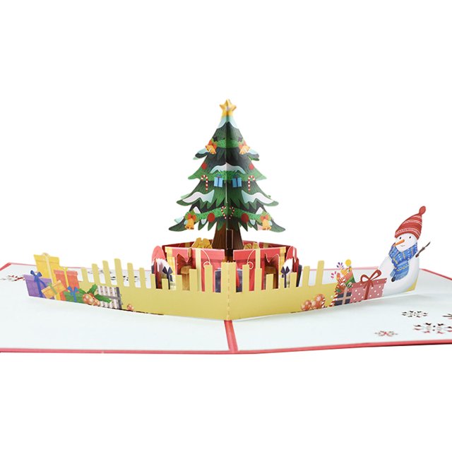 Tarjetas plegables Tarjeta navideña 3D con sobre Árbol de Navidad Papá Noel