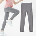 thumbnail image 6 of CheerKidz Kids' Comfortable Yoga Leggings with Pockets 4-13 Years Soft and Breathable Pants for Toddler Girls,Perfect for Active Play and Everyday Wear(Gray,6 Years), 6 of 9