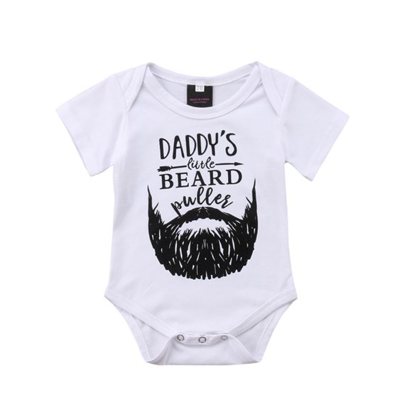 Xingqing Newborn Infant Baby Boy Girl Short Sleeve Letter Print Round Neck Bodysuit