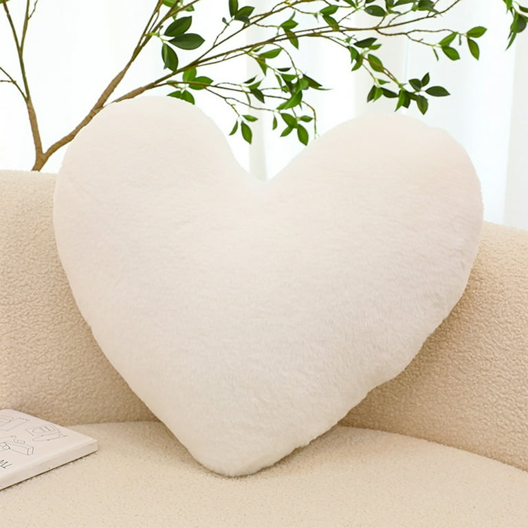 Heart Shaped Pillow Cute Love Heart Pillow Small White Heart Pillows Gifts Faux Rabbit Fur Love Coquette Room Decor Throw Pillows for Her Kid Girls Women Home Decoration. Walmart