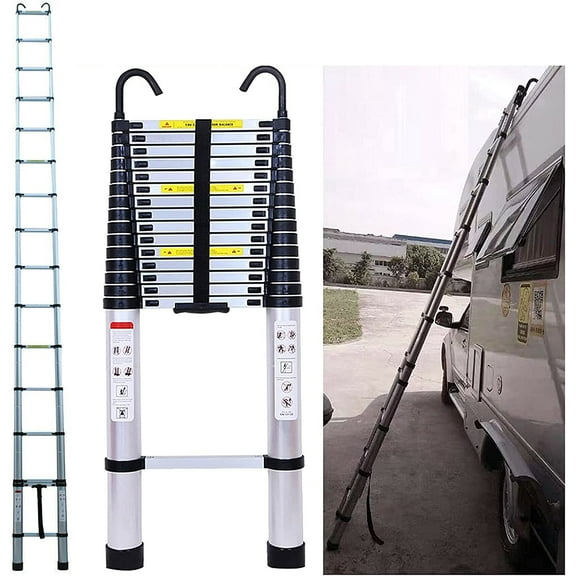 20.34 ft Extension Ladder Aluminum Telescopic Ladder 6.2M with Detachable Hook Multi-Purpose Climb Extendable Step Heavy Duty 330lbs Max Capacity for Home Kitchen Clean