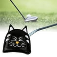 thumbnail image 1 of Cubiertas para cabezas de golf, equipo de cuero de PU, protector para tacos de golf, patrón de gato grueso, cubierta para cabeza de taco de putter semicírculo negro DYNWAVEMX Fundas para cabezas de golf, 1 of 8