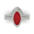 thumbnail image 2 of Clara Pucci 18K White Gold 2.4875 Simulated Ruby Engraveable Engagement Ring + Wedding Band Set, 2 of 7