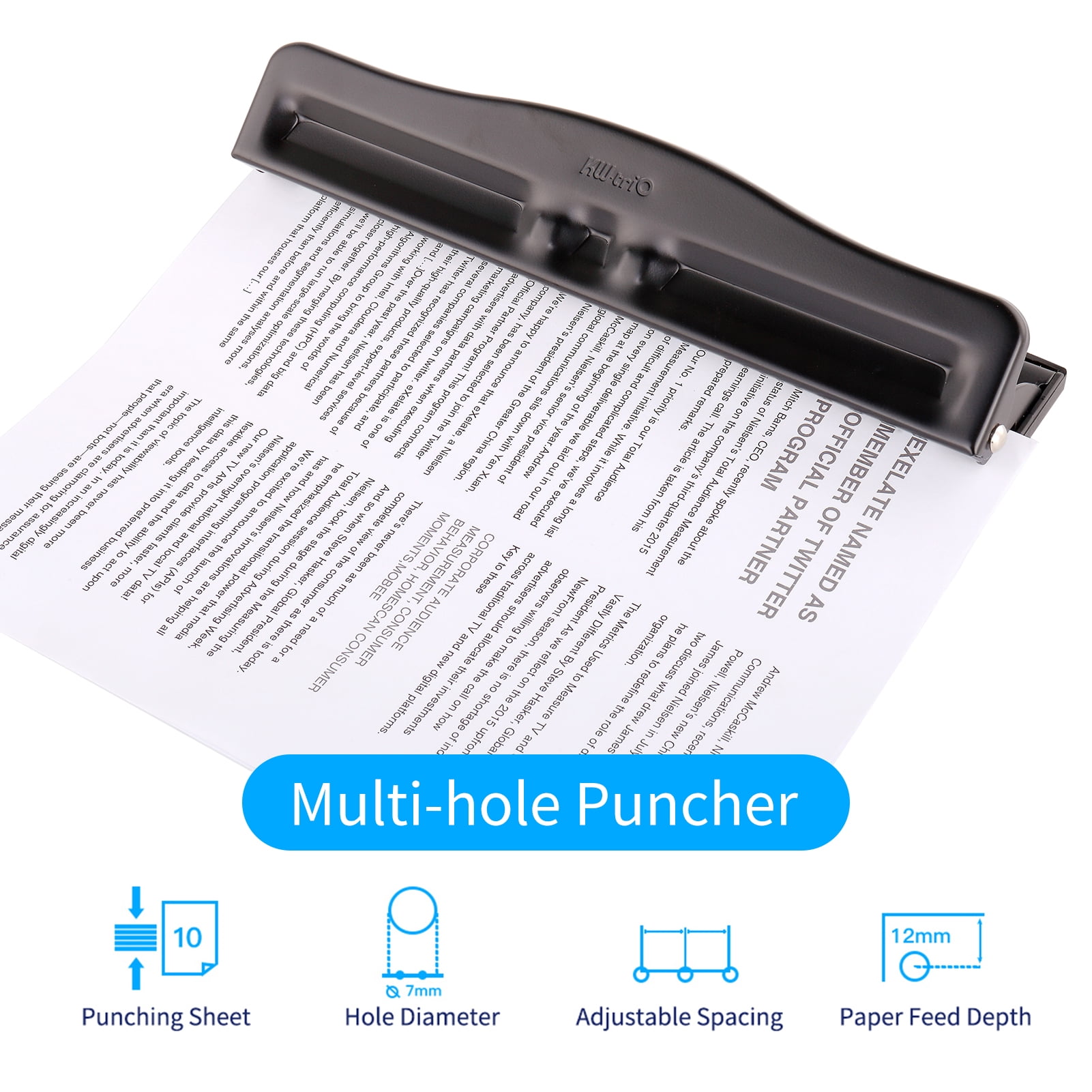 KW-trio KW-triO Portable 4 Hole Punch Handheld Metal Hole Puncher 10 Sheet  Capacity 7mm Aperture Paper Punch for A4 A5 A7 A6 B5 Notebook Scrapbook  Diary Planner 