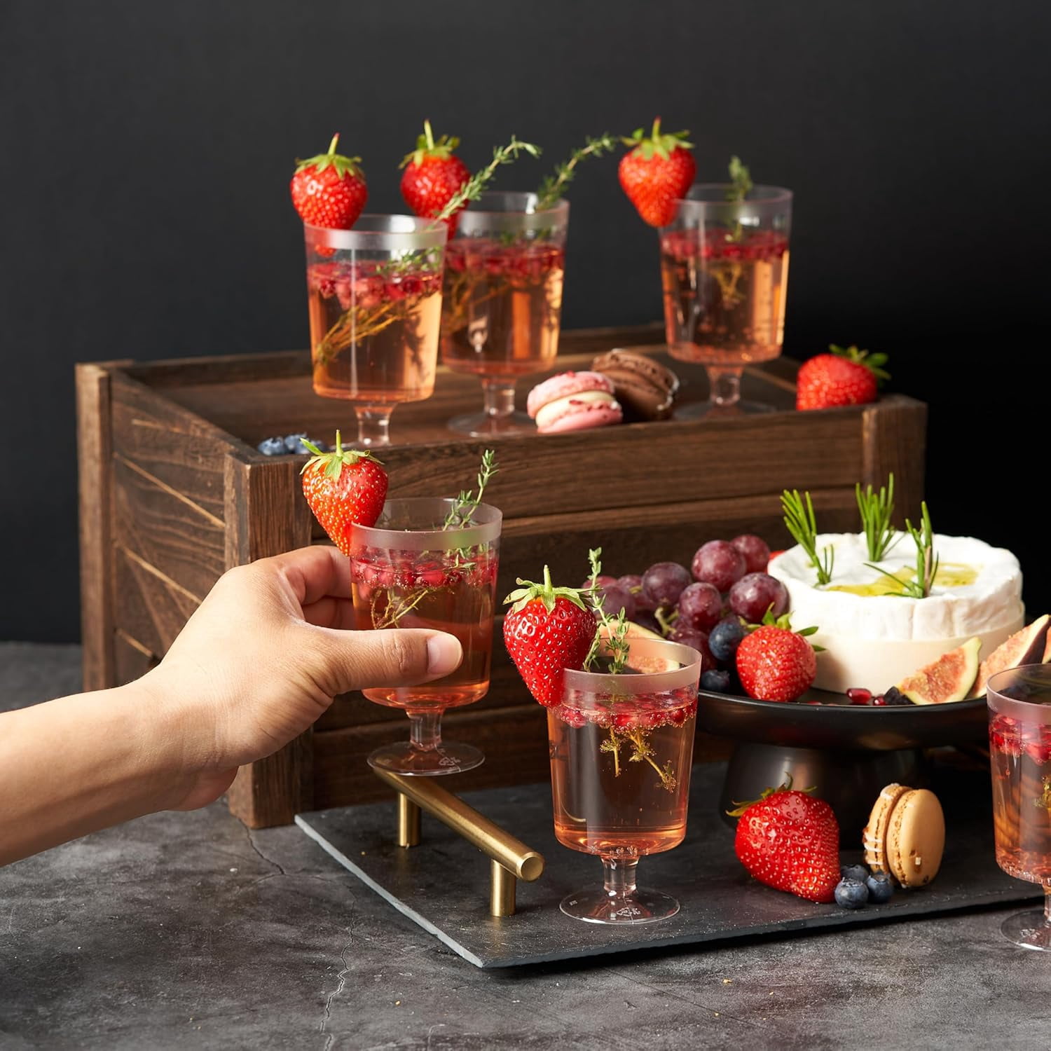 MATANA 50 Pack 6 oz Clear Plastic Wine Glasses & Goblet Cups with Stem for Wedding Banquet, Garden Parties & Events
