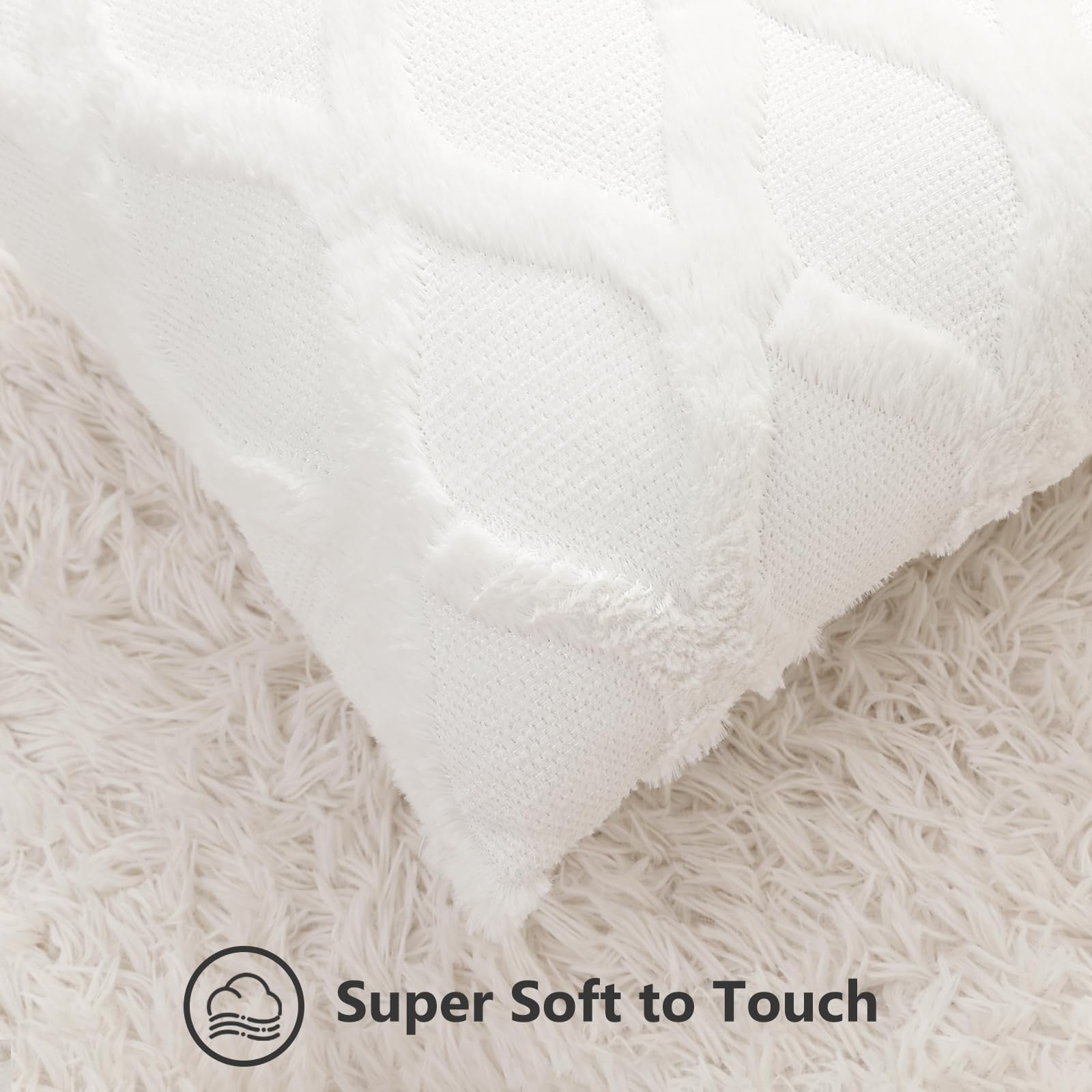 decorUhome Decorative Throw Pillow Covers 12x20 Set of 2, Soft Plush Faux Fur Wool Pillow Covers for Couch, Cream White