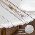 thumbnail image 3 of White Wood Grain Round Tablecloth, Fitted Table Cover with Elastic for 55"-60" Round Tables, Country Farmhouse Wooden Plank Table Cloth Outdoor Indoor Dinning Party Waterproof Tablecloths, 3 of 7