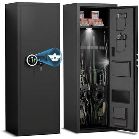 Gun Safe for Rifle and Pistols 7-8 Large Unassembled Gun Safes for Rifle and Shotgun Shotgun Rifle Gun Safe with Backlit Keypad & Mute Function Removable Shelves & Handgun Pocket