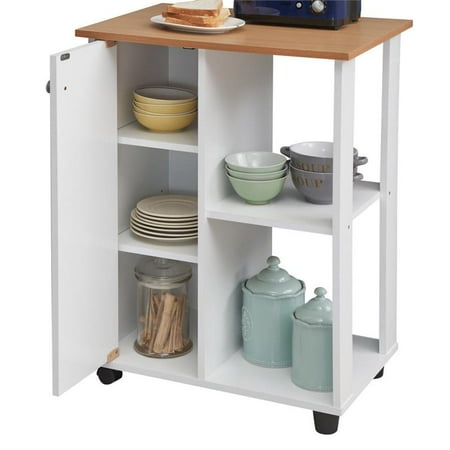 Hodedah 23 6 Wide Open Shelves And Cabinet Space Kitchen Cart In White Wood Canada Cabinet Space Kitchen Cart, How Wide Are Kitchen Shelves